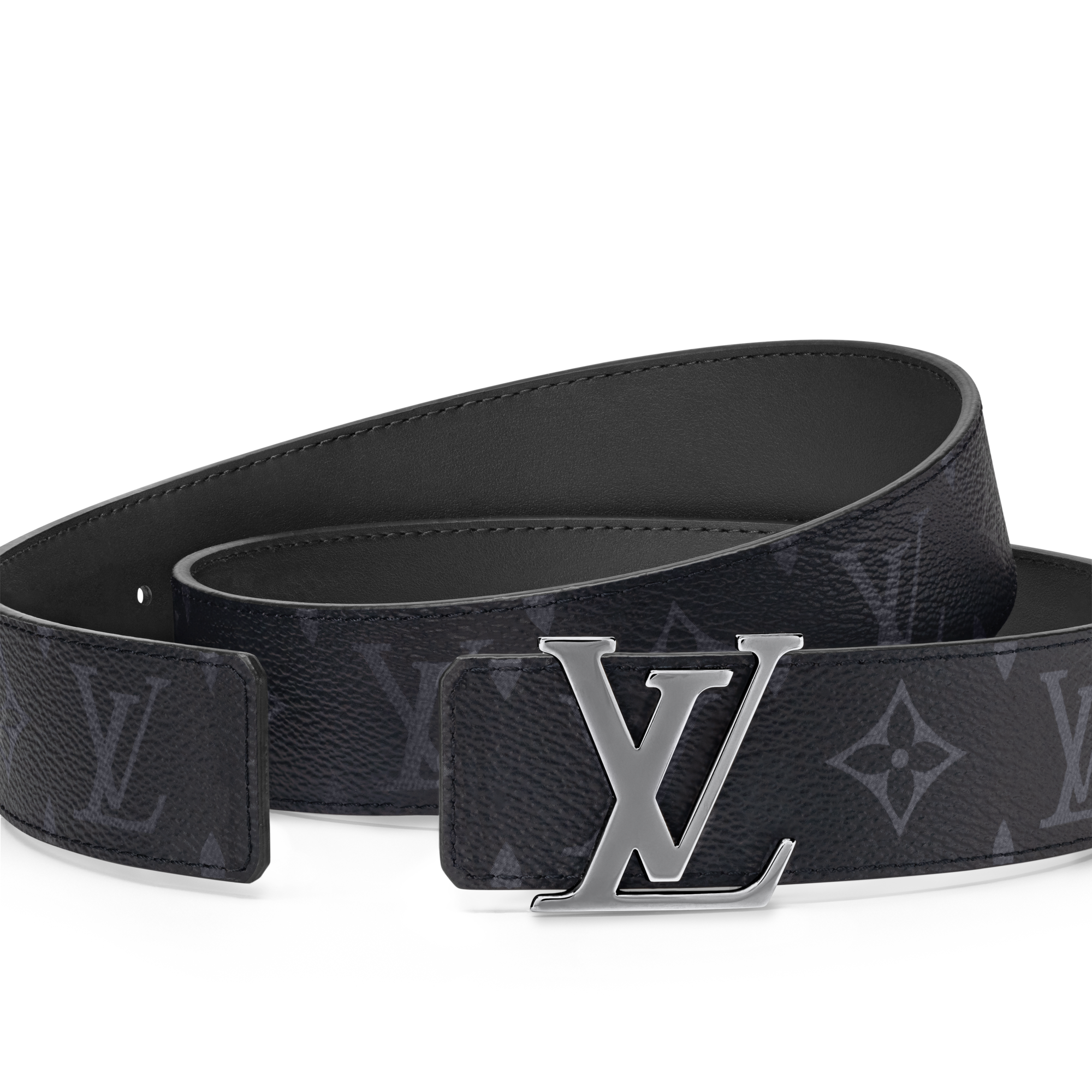 い*か様 LOUIS VUITTON ダミエ　エンボス加工 シルバーバックル LV Initiales 35mm Reversible Belt Monogram Eclipse Canvas - Men
